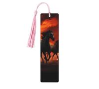 Segnalibro in legno per uomini e donne personalizzato intaglio in legno con nappa ciondolo cavalli nuvole rosse incandescenti segnalibro per gli amanti dei libri regalo di compleanno studenti