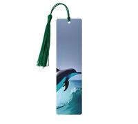 Segnalibro in legno per uomini e donne personalizzato intaglio in legno con nappa ciondolo delfino segnalibro per gli amanti dei libri regalo di compleanno studenti insegnanti regalo