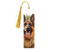 Segnalibro in legno per uomini e donne personalizzato intaglio in legno con nappa ciondolo felice pastore tedesco segnalibro per gli amanti dei libri regalo di compleanno studenti insegnanti regalo