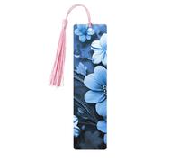 Segnalibro in legno per uomini e donne personalizzato intaglio in legno con nappa ciondolo fiori blu segnalibro per gli amanti dei libri regalo di compleanno studenti insegnanti regalo