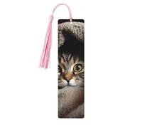 Segnalibro in legno per uomini e donne personalizzato intaglio in legno con nappa ciondolo gatto sotto coperta segnalibro per amanti dei libri regalo di compleanno studenti insegnanti regalo