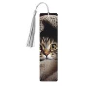 Segnalibro in legno per uomini e donne personalizzato intaglio in legno con nappa ciondolo gatto sotto coperta segnalibro per amanti dei libri regalo di compleanno studenti insegnanti regalo