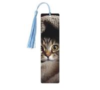 Segnalibro in legno per uomini e donne personalizzato intaglio in legno con nappa ciondolo gatto sotto coperta segnalibro per amanti dei libri regalo di compleanno studenti insegnanti regalo