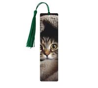 Segnalibro in legno per uomini e donne personalizzato intaglio in legno con nappa ciondolo gatto sotto coperta segnalibro per amanti dei libri regalo di compleanno studenti insegnanti regalo
