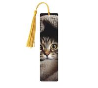 Segnalibro in legno per uomini e donne personalizzato intaglio in legno con nappa ciondolo gatto sotto coperta segnalibro per amanti dei libri regalo di compleanno studenti insegnanti regalo
