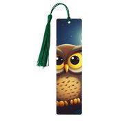 Segnalibro in legno per uomini e donne personalizzato intaglio in legno con nappa ciondolo gufo e luna gialla segnalibro per gli amanti dei libri regalo di compleanno studenti insegnanti regalo