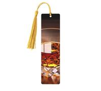 Segnalibro in legno per uomini e donne personalizzato intaglio in legno con nappa ciondolo liquore marrone in tazza segnalibro per amanti dei libri regalo di compleanno studenti insegnanti regalo
