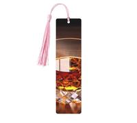 Segnalibro in legno per uomini e donne personalizzato intaglio in legno con nappa ciondolo liquore marrone in tazza segnalibro per amanti dei libri regalo di compleanno studenti insegnanti regalo