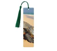 Segnalibro in legno per uomini e donne personalizzato intaglio in legno con nappa ciondolo tartarughe sulla spiaggia segnalibro per gli amanti dei libri regalo di compleanno studenti insegnanti regalo