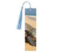 Segnalibro in legno per uomini e donne personalizzato intaglio in legno con nappa ciondolo tartarughe sulla spiaggia segnalibro per gli amanti dei libri regalo di compleanno studenti insegnanti regalo