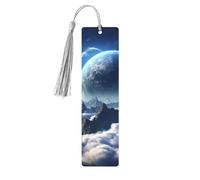 Segnalibro in legno per uomini e donne personalizzato intaglio in legno segno di libro con nappa ciondolo fantasy terra segnalibro per gli amanti dei libri regalo di compleanno studenti insegnanti