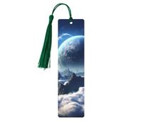 Segnalibro in legno per uomini e donne personalizzato intaglio in legno segno di libro con nappa ciondolo fantasy terra segnalibro per gli amanti dei libri regalo di compleanno studenti insegnanti