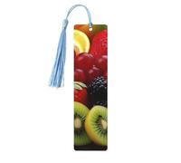 Segnalibro in legno per uomini e donne personalizzato intaglio in legno segno di libro con nappa ciondolo frutta fresca segnalibro per gli amanti del libro regalo di compleanno studenti insegnanti