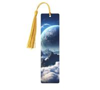 Segnalibro in legno per uomini e donne personalizzato intaglio in legno segno di libro con nappa ciondolo fantasy terra segnalibro per gli amanti dei libri regalo di compleanno studenti insegnanti