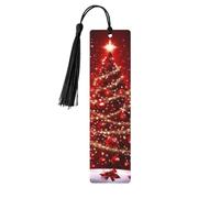 Segnalibro in legno per uomini e donne personalizzato intaglio in legno segno libro con nappa ciondolo albero di Natale segnalibro rosso per gli amanti dei libri regalo di compleanno studenti