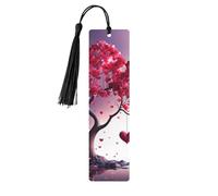 Segnalibro in legno per uomini e donne romantici cuori foglie albero segna libri unici fatti a mano con nappa ciondolo segnalibro in legno per insegnanti regalo di compleanno