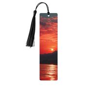 Segnalibro in legno per uomini e donne Segnalibri in legno con tramonto rosso fuoco Segnalibri in legno unici fatti a mano con nappa ciondolo segnalibro artigianale per amanti dei libri regalo di