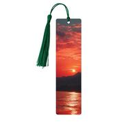 Segnalibro in legno per uomini e donne Segnalibri in legno con tramonto rosso fuoco Segnalibri in legno unici fatti a mano con nappa ciondolo segnalibro artigianale per amanti dei libri regalo di