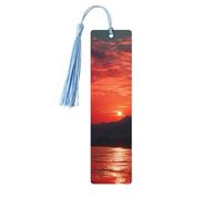 Segnalibro in legno per uomini e donne Segnalibri in legno con tramonto rosso fuoco Segnalibri in legno unici fatti a mano con nappa ciondolo segnalibro artigianale per amanti dei libri regalo di