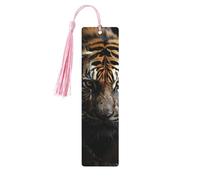Segnalibro in legno per uomini e donne, segnalibro in legno con una tigre al buio, unico segnalibro fatto a mano con nappa, per amanti dei libri, regalo di compleanno per insegnanti