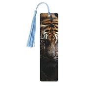 Segnalibro in legno per uomini e donne, segnalibro in legno con una tigre al buio, unico segnalibro fatto a mano con nappa, per amanti dei libri, regalo di compleanno per insegnanti