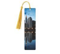 Segnalibro in legno riflesso Chicago con nappa pendente unico fatto a mano segnalibro in legno regalo artigianale segnalibri per gli amanti dei libri segnapagina ornamento ideale come regalo di