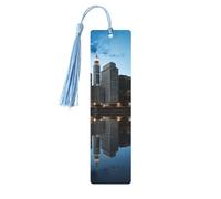 Segnalibro in legno riflesso Chicago con nappa pendente unico fatto a mano segnalibro in legno regalo artigianale segnalibri per gli amanti dei libri segnapagina ornamento ideale come regalo di