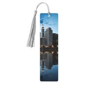 Segnalibro in legno riflesso Chicago con nappa pendente unico fatto a mano segnalibro in legno regalo artigianale segnalibri per gli amanti dei libri segnapagina ornamento ideale come regalo di