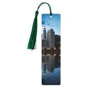 Segnalibro in legno riflesso Chicago con nappa pendente unico fatto a mano segnalibro in legno regalo artigianale segnalibri per gli amanti dei libri segnapagina ornamento ideale come regalo di