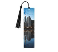 Segnalibro in legno riflesso Chicago con nappa pendente unico fatto a mano segnalibro in legno regalo artigianale segnalibri per gli amanti dei libri segnapagina ornamento ideale come regalo di
