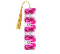 Segnalibro in legno rosa con 4 stampe con nappe, per leggere libri con copertina rigida e quaderni