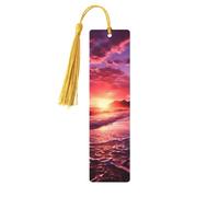 Segnalibro in legno rosa con tramonto sulla spiaggia, per uomini, donne, insegnanti, regalo vintage, fatto a mano, segna libri per leggere le pagine, etichette regalo da appendere, ornamenti