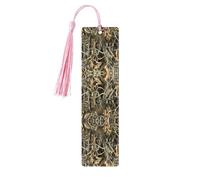 Segnalibro in legno rosa - double-face mimetico giallo e verde stampa integrale per libri, diari, quaderni - ideale come regalo premuroso