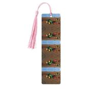 Segnalibro in legno rosa - double face trattore fattoria Full Print decorativo per sala studio, ufficio, aula, biblioteca