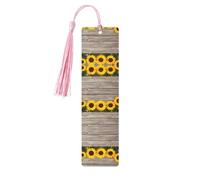 Segnalibro in legno rosa - Girasole double face in legno con stampa completa decorativa per sala studio, ufficio, aula, biblioteca