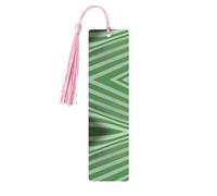 Segnalibro in legno rosa - Segnalibro double-face classico a righe verdi con nappe per libri con copertina rigida, diari, quaderni