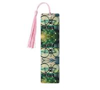 Segnalibro in legno rosa - Segnalibro double-face retrò a forma di bicicletta con nappe per libri con copertina rigida, diari, quaderni