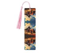 Segnalibro in legno rosa - stampa trattore rosso fattoria ideale per copertina rigida - accessorio perfetto per sala studio, ufficio e biblioteca