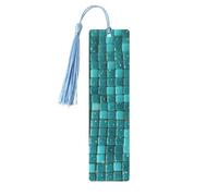 Segnalibro in legno turchese con piccole piastrelle a pois, per uomini, donne, insegnanti, regalo vintage, fatto a mano, segna libri per leggere le pagine, etichette regalo da appendere, ornamenti