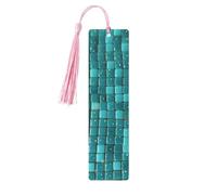Segnalibro in legno turchese con piccole piastrelle a pois, per uomini, donne, insegnanti, regalo vintage, fatto a mano, segna libri per leggere le pagine, etichette regalo da appendere, ornamenti