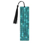 Segnalibro in legno turchese con piccole piastrelle a pois, per uomini, donne, insegnanti, regalo vintage, fatto a mano, segna libri per leggere le pagine, etichette regalo da appendere, ornamenti