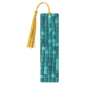 Segnalibro in legno turchese con piccole piastrelle a pois, per uomini, donne, insegnanti, regalo vintage, fatto a mano, segna libri per leggere le pagine, etichette regalo da appendere, ornamenti