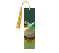 Segnalibro in legno verde divertente rana per uomini donne insegnanti regalo vintage fatto a mano segnalibri per leggere pagine marcatori da appendere etichette regalo ornamenti segnalibri in legno