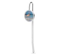 Segnalibro in metallo con ciondolo a forma di fenicottero sulla spiaggia, per gli amanti della lettura, regalo di apprezzamento per insegnanti, San Valentino, festa della mamma, Natale, compleanno per