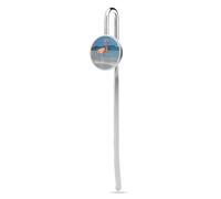 Segnalibro in metallo con ciondolo a forma di fenicottero sulla spiaggia, per gli amanti della lettura, regalo di apprezzamento per insegnanti, San Valentino, festa della mamma, Natale, compleanno per