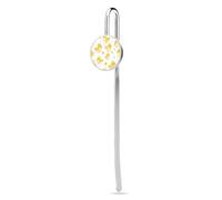 Segnalibro in metallo con pulcino pasquale giallo e decorazione rotonda stampata, segnalibri in argento alla moda per gli amanti dei libri