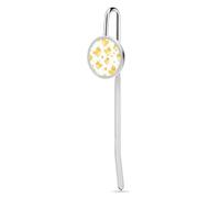 Segnalibro in metallo con pulcino pasquale giallo e decorazione rotonda stampata, segnalibri in argento alla moda per gli amanti dei libri
