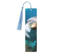 Segnalibro in metallo per uomini e donne, divertente delfino che ti guarda, segna libri unici fatti a mano con nappa ciondolo segnalibro in metallo per insegnanti regalo di compleanno