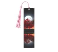 Segnalibro in metallo per uomini e donne personalizzato intaglio segno libro con nappa ciondolo albero rosso lago luna segnalibro per gli amanti del libro regalo di compleanno studenti insegnanti
