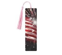 Segnalibro in metallo per uomini e donne personalizzato intaglio segno libro con nappa ciondolo bandiera americana fuoco d'artificio segnalibro per gli amanti dei libri regalo di compleanno studenti